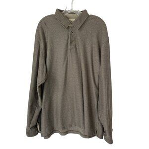LL Bean Long Sleeve Polo Shirt Mens XXL Tall Tan Collar
